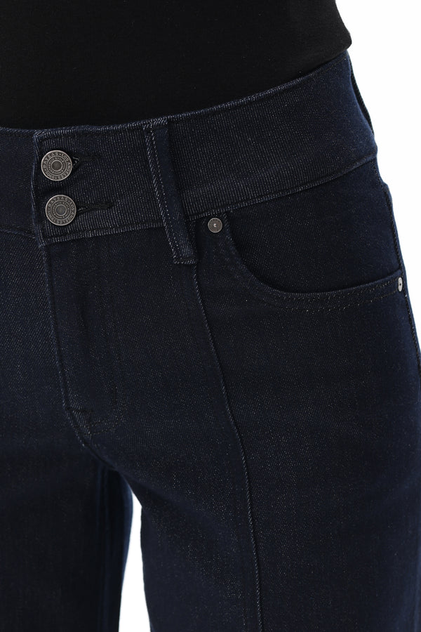 Mid Rise Wide Leg Jeans with Contrast Stitching