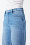 High Rise Contrast Panel Straight Jeans
