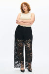 Embroidery High Rise Wide Leg Lace Denim Jeans With Rhinestone (最新版备份)-Wide Leg-BAYEAS