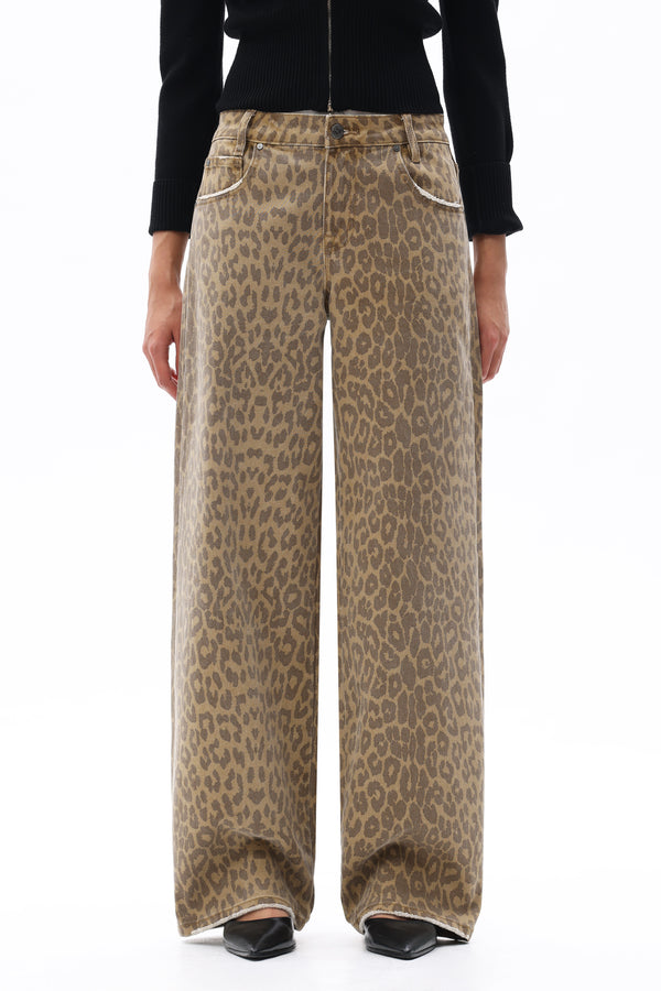 Leopard Print Relaxed Straight Pants