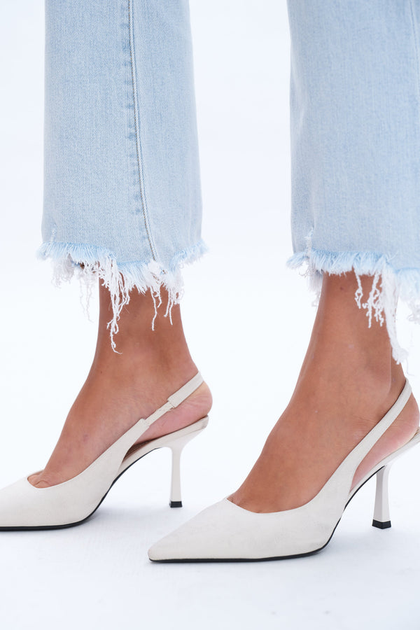 Anna High Rise Frayed Hem Ankle Flare Denim Jeans-Flare & Bootcut-BAYEAS