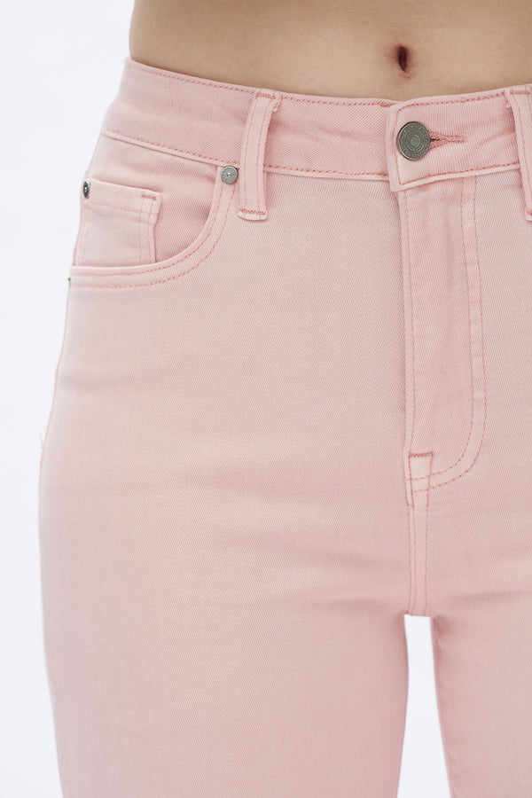 Pink High Rise Straight Jeans-Straight-BAYEAS