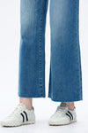 Mid Rise Wide Leg Denim Jeans With Raw Hem