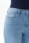 High Rise Ankle Embroidered Lace Straight Leg Pants