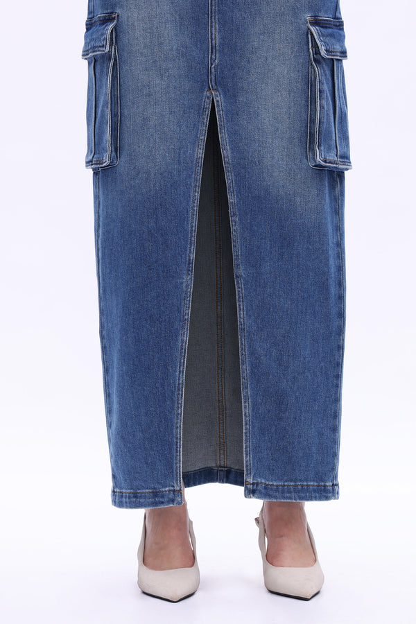 MID RISE CARGO MAXI SKIRT-Skirts-BAYEAS