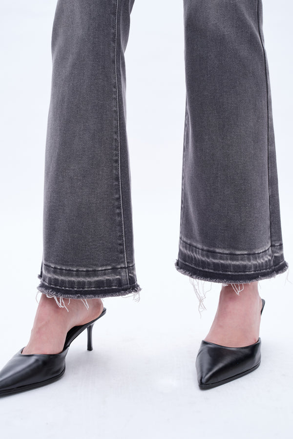Womens Flare Jeans With Raw Hem-Flare & Bootcut-BAYEAS