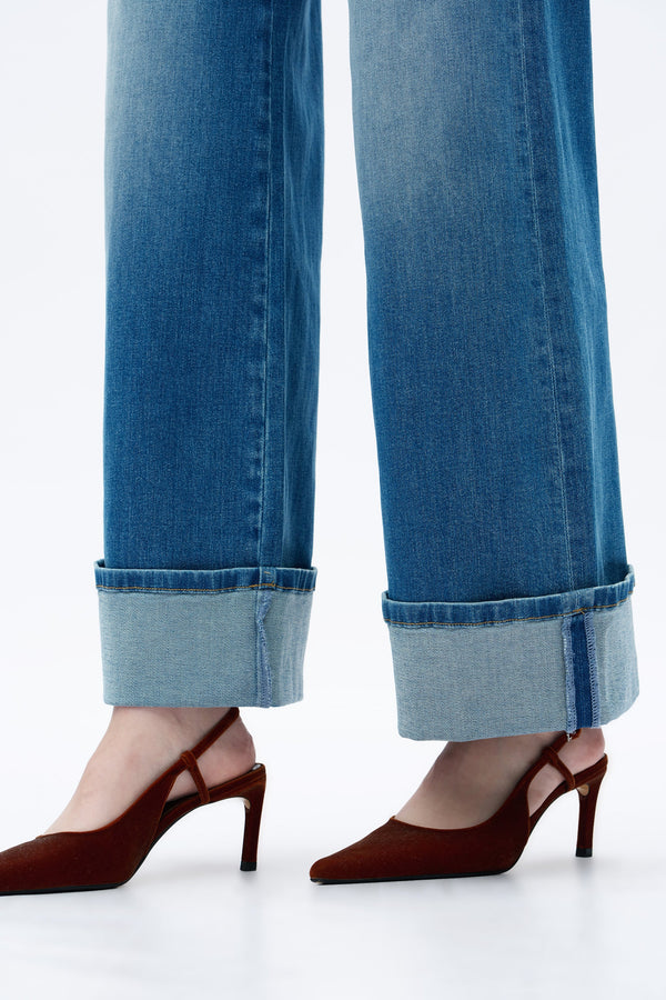 Mid Rise Wide Leg Jeans-Wide Leg-BAYEAS