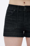 Mid Rise Elastic Denim Shorts-Shorts-BAYEAS
