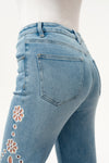 High Rise Embroidered Lace Flare Jeans