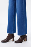 High Rise Relaxed Ankle Raw Hem Straight Leg Jeans