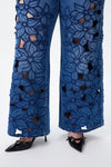 High Rise Embroidered Lace Wide Leg Jeans