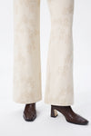 Mid Rise Textured Floral Wide Leg Jeans