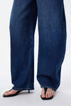 Mid Rise Deep Indigo Barrel Jeans