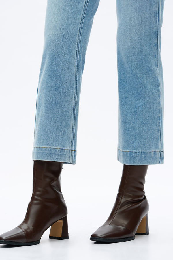 High Rise Straight Jeans-Straight-BAYEAS