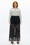 Embroidery High Rise Wide Leg Lace Denim Jeans With Rhinestone (最新版备份)-Wide Leg-BAYEAS