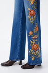 New York High Rise Embroidered Wide Leg Jeans