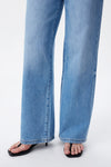 High Rise Contrast Panel Straight Jeans