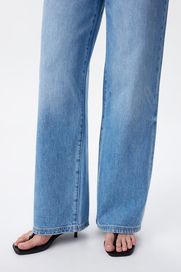 High Rise Contrast Panel Straight Jeans