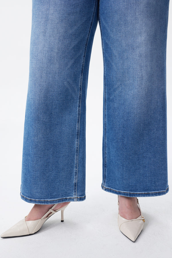High Rise Ankle Wide Leg Jeans