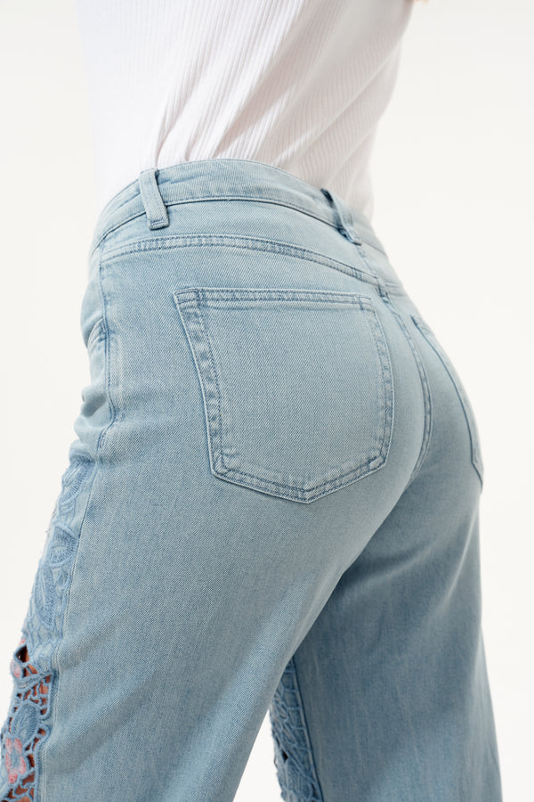 Mid Rise Straight Jeans