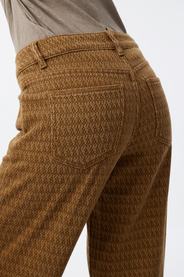 Mid Rise Textured Wide Leg Pants