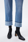 High Rise Relaxed Cuffed Straight Leg Jeans