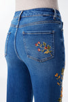 New York High Rise Embroidered Wide Leg Jeans