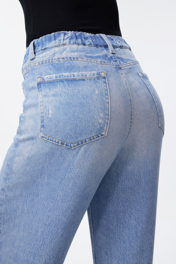 Distressed High Rise Wide Leg Jeans