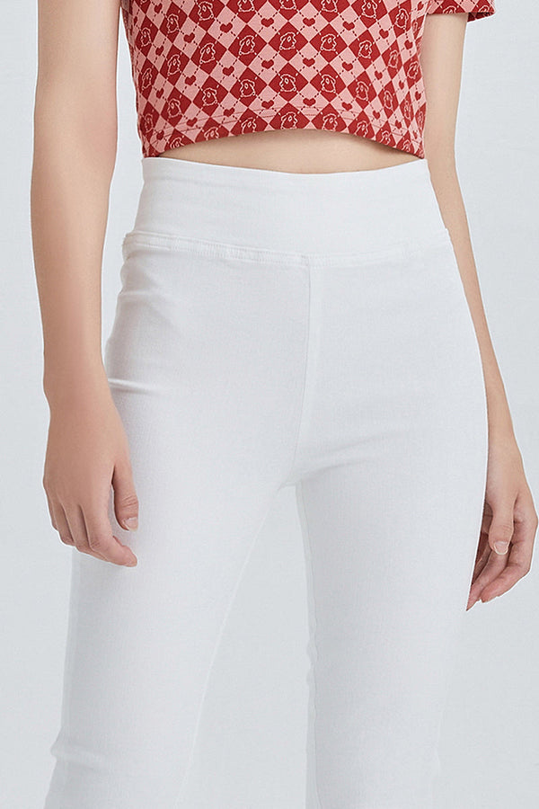High Rise Front Slit Flare Pants-Flare & Bootcut-BAYEAS
