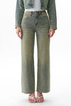 Statement High Rise Rhinestone Wide Leg Jeans