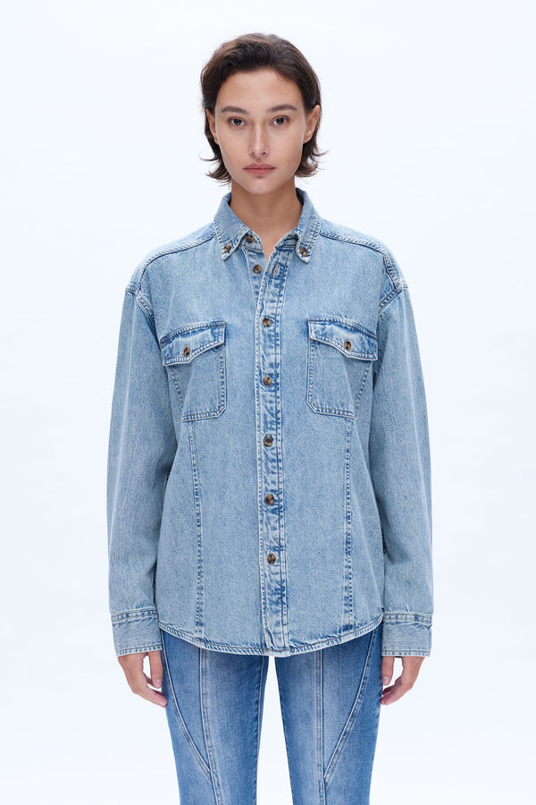 Oversized Denim Shirt for Women-Shirts-BAYEAS