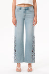Flora Mid Rise Straight Jeans