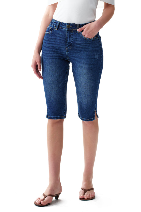 Mid Rise Slit Skinny Jeans