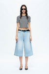 Timothy Mid Rise Drop Crotch Loose Fit Cropped Jeans-Bermuda Shorts-BAYEAS