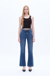 High Rise Straight Denim Jeans With Slit-Straight-BAYEAS