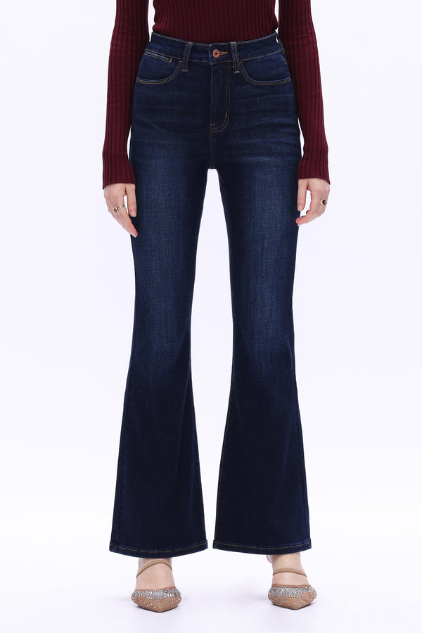 High Rise Flare Denim Jeans-Flare & Bootcut-BAYEAS