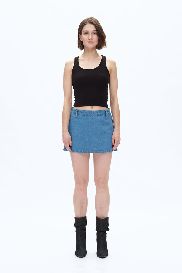 Mid Rise Mini Denim Skirt-Skirts-BAYEAS