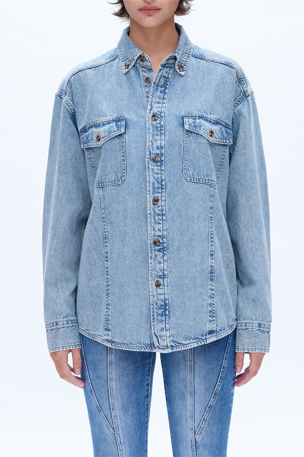 Oversized Denim Shirt for Women-Shirts-BAYEAS