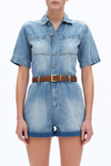 Boxy Fit Denim Romper-Rompers-BAYEAS