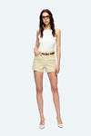 Flora Denim Shorts With Raw Hem-Shorts-BAYEAS