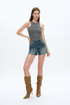Amy High Rise Denim Shorts-Shorts-BAYEAS