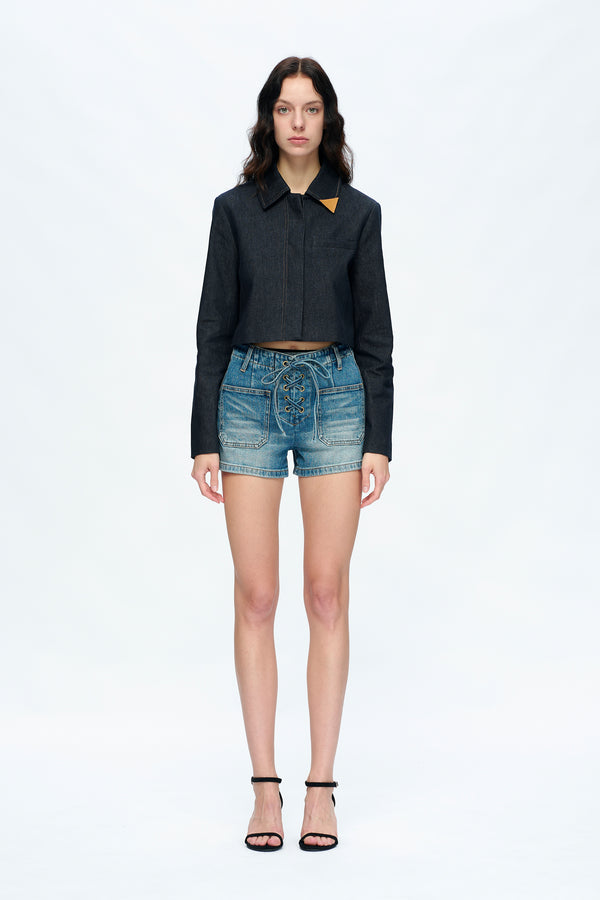 Maya High Rise Casual Denim Shorts-Shorts-BAYEAS