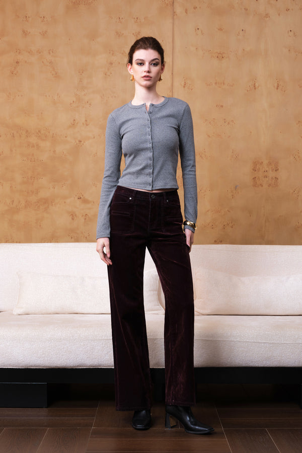 Corduroy Mid Rise Wide Leg Jeans