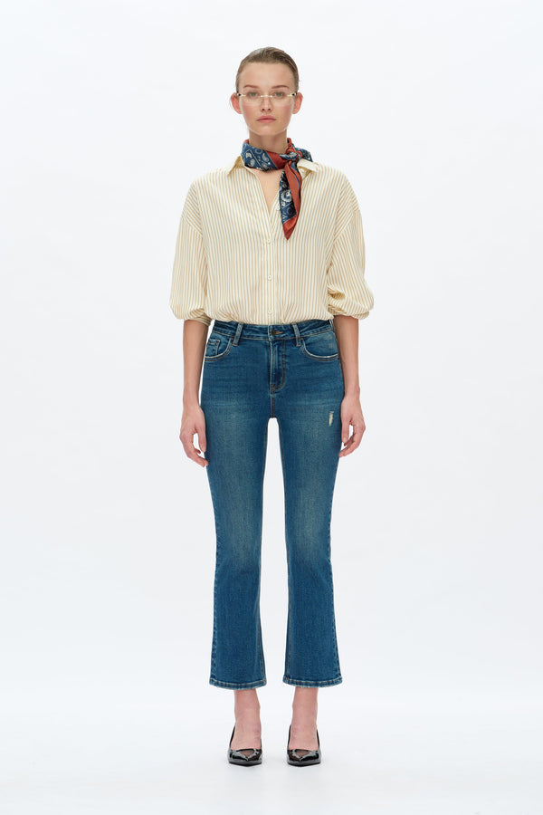 High Rise Flare Jeans-Flare-BAYEAS