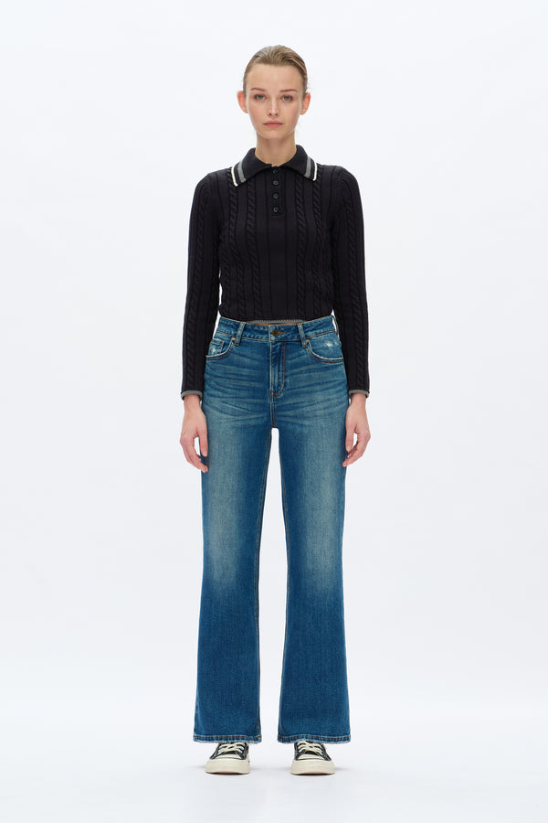 High Rise Wide Leg Denim Jeans