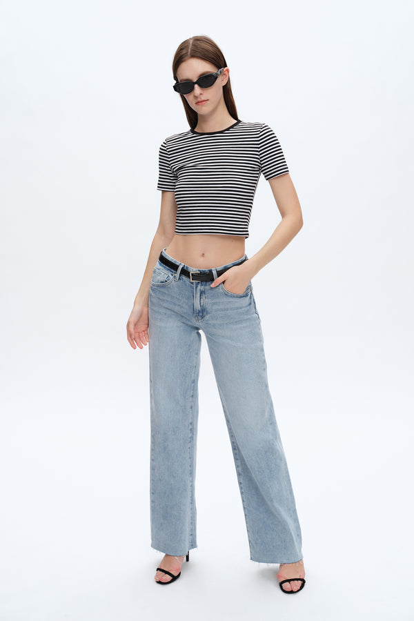 Kala High Rise Wide Leg Jeans-Wide Leg-BAYEAS