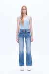 High Rise Flare Denim Jeans With Clean Hem-Flare & Bootcut-BAYEAS