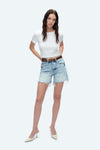 Bella Button Fly Distressed Denim Shorts-Shorts-BAYEAS