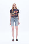 Ally Mid Rise Denim Shorts With Raw Hem-Shorts-BAYEAS