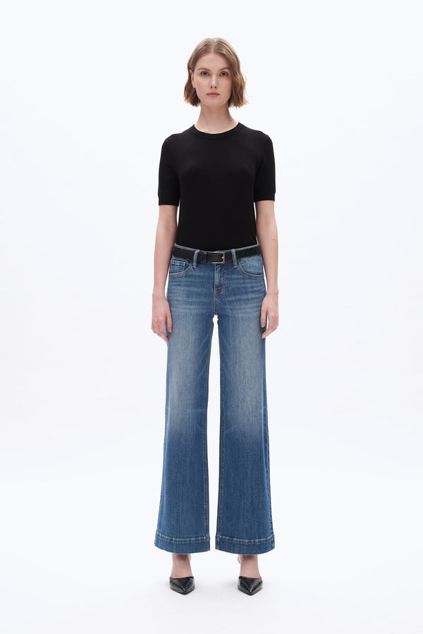 Low Rise Wide Leg Denim Jeans-Wide Leg-BAYEAS